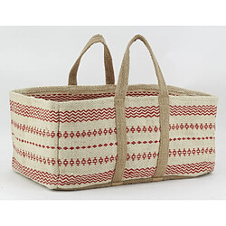 Aubry Gaspard Sac à bûches en jute naturel et teinté naturel et rouge.