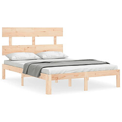 Maison Chic Cadre/structure de lit avec tête de lit pour adulte - Lit Moderne Chambre 120x200 cm bois massif -MN36875 