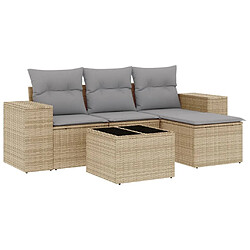 vidaXL Salon de jardin avec coussins 5 pcs beige résine tressée