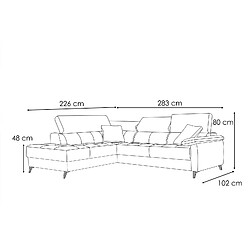 Courtois Laville Le canapé d'angle gauche 5 places beige foncé avec une relaxation - Taunus pas cher