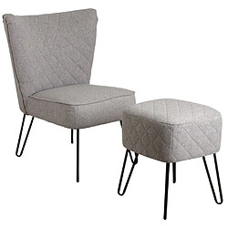 Aubry Gaspard Tabouret en tissu gris Capiton.