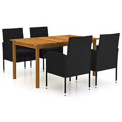 Salle à manger de jardin 5 pcs,Table et chaise à dîner Noir -MN13638