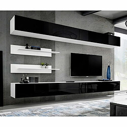 Paris Prix Meuble TV Mural Design Fly VI 320cm Noir & Blanc