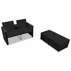 Avis Maison Chic Salon de jardin 3 pcs + coussins - Mobilier/Meubles de jardin - Table et chaises d'extérieur Résine tressée Noir -MN14936