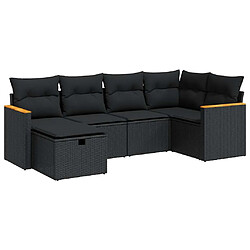 vidaXL Salon de jardin 6 pcs avec coussins noir résine tressée