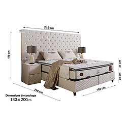 Vivenla Ensemble de lit coffre 180x200 en velours beige avec un matelas à ressorts ensachés 7 zones de confort de la collection SYDNEY pas cher