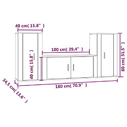 vidaXL Ensemble de meubles TV 3 pcs Gris béton Bois d'ingénierie pas cher