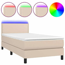 Maison Chic Lit adulte- Lit + matelas + LED,Sommier à lattes de lit matelas et LED Cappuccino 90x200 cm -GKD93257