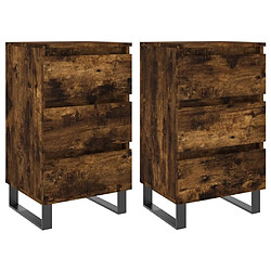 Maison Chic Lot de 2 Tables de chevet - Tables de Nuit chêne fumé 40x35x69 cm bois ingénierie