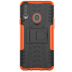 Wewoo Coque Pour Galaxy A20s Texture de pneu TPU antichoc + PC Housse de protection avec support Orange