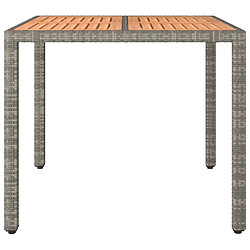 Avis Maison Chic Table de jardin | Table d'extérieur et dessus en bois Gris Résine tressée et acacia -GKD99647