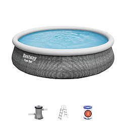 Piscine Gonflable Fast Set Bestway Imitation Rotin 457x107 cm Épurateur à Cartouche de 2 006 L/H Échelle