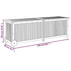 vidaXL Boîte de rangement de jardin avec roues 150x50x58cm bois acacia pas cher