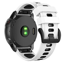 Bracelet en silicone rangée simple de trous, bicolore, fermeture rapide, 20mm, blanc/noir pour votre Garmin Fenix 7S