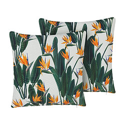 Beliani Lot de 2 coussins TSOTYLI 45 x 45 cm Floral Vert