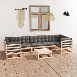 Maison Chic Salon de jardin 8 pcs + coussins - Mobilier/Meubles de jardin - Table et chaises d'extérieur Bois de pin massif -MN25431