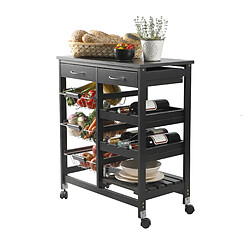 Urban Living Desserte à roulettes avec 2 tiroirs et de multiples rangements - H. 76 cm - Blanc