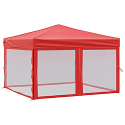 vidaXL Tente de réception pliable avec parois Rouge 3x3 m