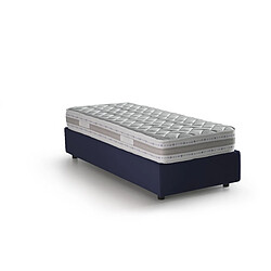 Autrement Talamo Italia Silvia lit simple avec conteneur, Made in Italy, en tissu déhoussable, 90x190 cm, avec ouverture frontale, Bleu, avec matelas inclus.