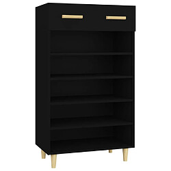 Maison Chic Armoire à Chaussures Noir,Meuble de Rangement à Chaussures 60x35x105 cm Bois d'ingénierie -MN38698