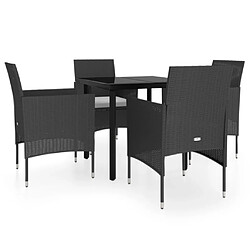 vidaXL Ensemble à manger de jardin avec coussins 5 pcs Noir