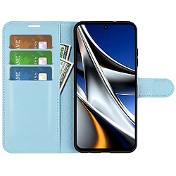 Etui en PU texture litchi avec support, bleu pour votre Xiaomi Poco X4 Pro 5G