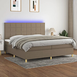 vidaXL Sommier à lattes de lit et matelas et LED Taupe 200x200cm Tissu