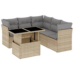 vidaXL Salon de jardin avec coussins 6 pcs beige résine tressée