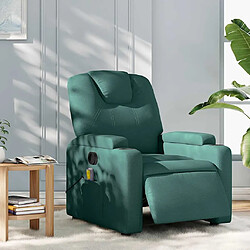 vidaXL Fauteuil de massage inclinable électrique Vert foncé Tissu