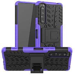 Coque en TPU combo antidérapant avec béquille violet pour votre Sony Xperia 1 II