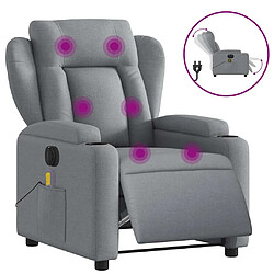 vidaXL Fauteuil de massage inclinable électrique gris clair tissu