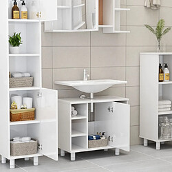 Avis Maison Chic Armoire de salle de bain,Meuble de rangement,Meuble haut Blanc brillant 60x32x53,5 cm Aggloméré -GKD509668