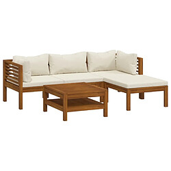 Maison Chic Salon de jardin 5 pcs - Table et chaises d'extérieur - Mobilier/Meubles de jardin Moderne avec coussin crème Bois d'acacia solide -MN53904