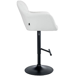 Avis Decoshop26 Tabouret de bar chaise haute x1 fonction rotation 360° en PVC blanc avec coutures décoratives piètement métal noir 10_0005261