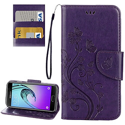 Wewoo Housse Étui Violet pour Samsung Galaxy A5 2017 / A520 Papillons Amour Fleurs Gaufrage Horizontal en cuir Flip avec support & Slots de cartes Portefeuille & Longe foncé