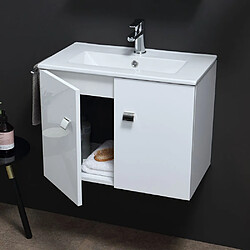 Kiamami Valentina ARMOIRE DE TOILETTE 60 CM AVEC LAVABO ET MIROIR, LIGNE CARRÉE