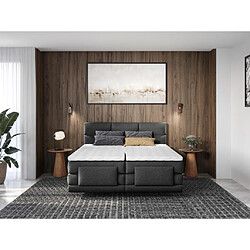 Avis Vente-Unique Ensemble complet boxspring tête de lit capitonnée + sommiers relaxation électrique + matelas + surmatelas - 2 x 90 x 200 cm - Tissu - Anthracite - LODI de PALACIO