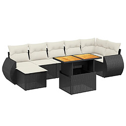 Maison Chic Ensemble Tables et chaises d'extérieur 8 pcs avec coussins,Salon de jardin noir résine tressée -GKD422735