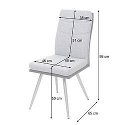 Mendler 2x chaise de salle à manger HWC-G54, tissu/similicuir, en acier inoxydable brossé ~ gris pas cher