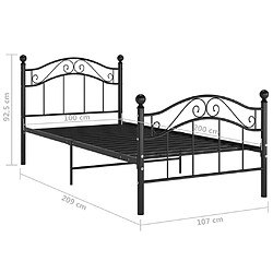 vidaXL Cadre de lit sans matelas noir métal 100x200 cm pas cher