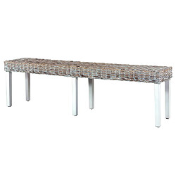 Avis vidaXL Banc 160 cm Blanc Rotin naturel kubu et bois de manguier massif