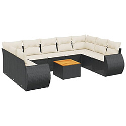 Maison Chic Salon de jardin 10 pcs avec coussins, Ensemble Tables et chaises d'extérieur noir résine tressée -GKD171400