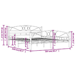 vidaXL Cadre de lit sans matelas et tête de lit noir 160x200 cm acier pas cher