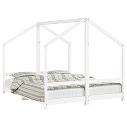 Maison Chic Lit d'Enfant Chambre - Cadre de lit pour enfant blanc 2x(80x200) cm bois de pin massif -MN82630