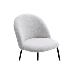 Vente-Unique Lot de 2 chaises en tissu bouclette et acier inoxydable noir - Blanc - MELBOURNE pas cher