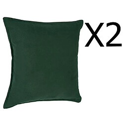 Pegane Lot de 2 coussins en polyester coloris vert - Dim : L. 45 x l. 45 cm