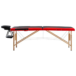 vidaXL Table de massage pliable 2 zones Bois Noir et rouge