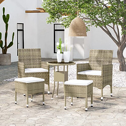 Maison Chic Salon de jardin 5 pcs | Ensemble de Table et chaises | Mobilier d'Extérieur Résine tressée Beige -GKD26118