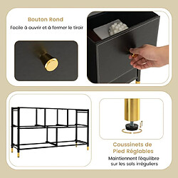 Helloshop26 Commode à 5 tiroirs en tissu avec cadre en métal large commode armoire de rangement autoportante pour salon placard couloir noire 20_0004880