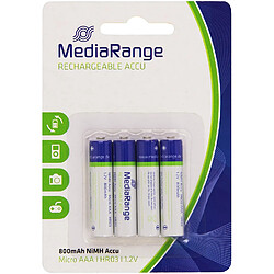 Pack de 4 piles rechargeable Mediarange NiMH Micro AAA HR03 1.2V